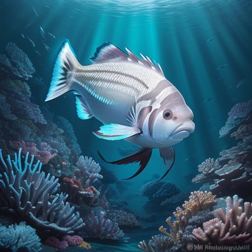 Vibrant Clown Shark Hybrid Glides Through Majestic Sea Anemo...