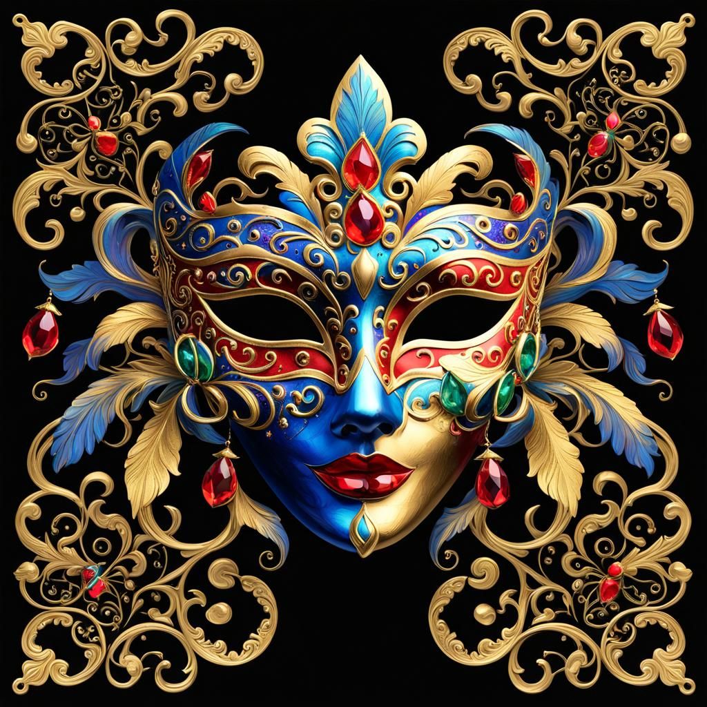 Mardi Gras Mask in Psychedelic Style