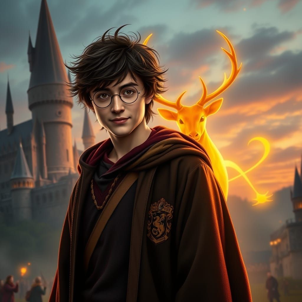 James Potter Golden Stag Portrait in Fantasy Style