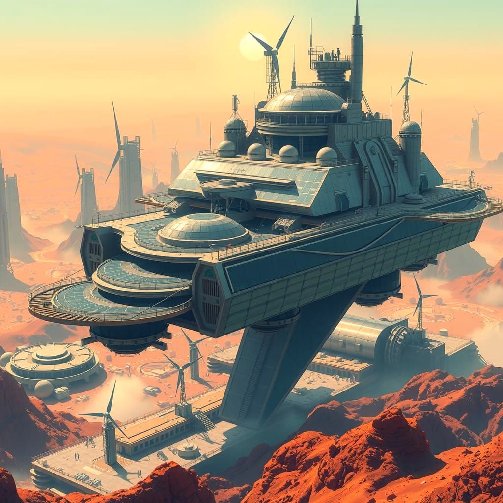 Solarpunk Utopian Colony Spaceport
