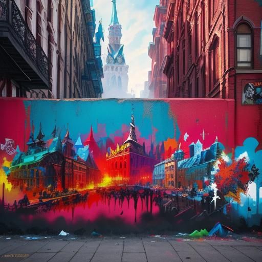 Ethereal Moscow Alley in Vibrant Hues and Intricate Detail