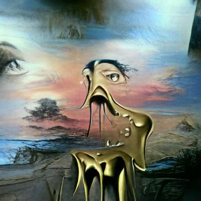 Mysterious Surrealistic Scene in a Melting Oil Landscape