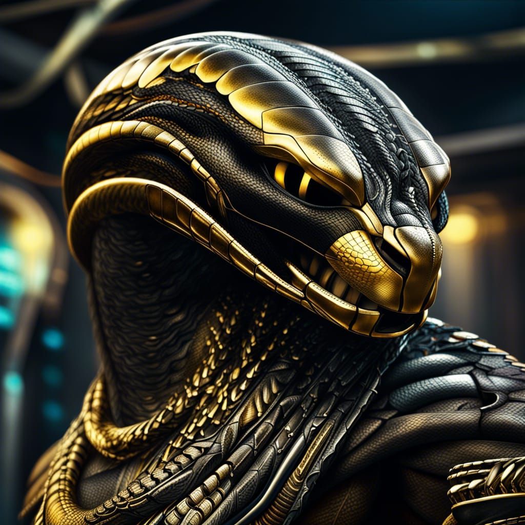 Cybernetic King Cobra in Biopunk Aesthetic