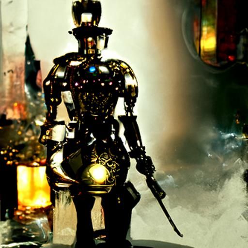 Warforged Gold Automaton in Steampunk Fantasy