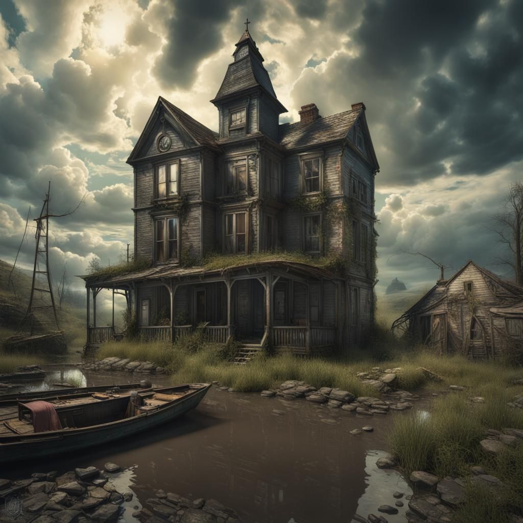 Surreal Victorian Masterpiece Over Abandoned Welsh Village i...
