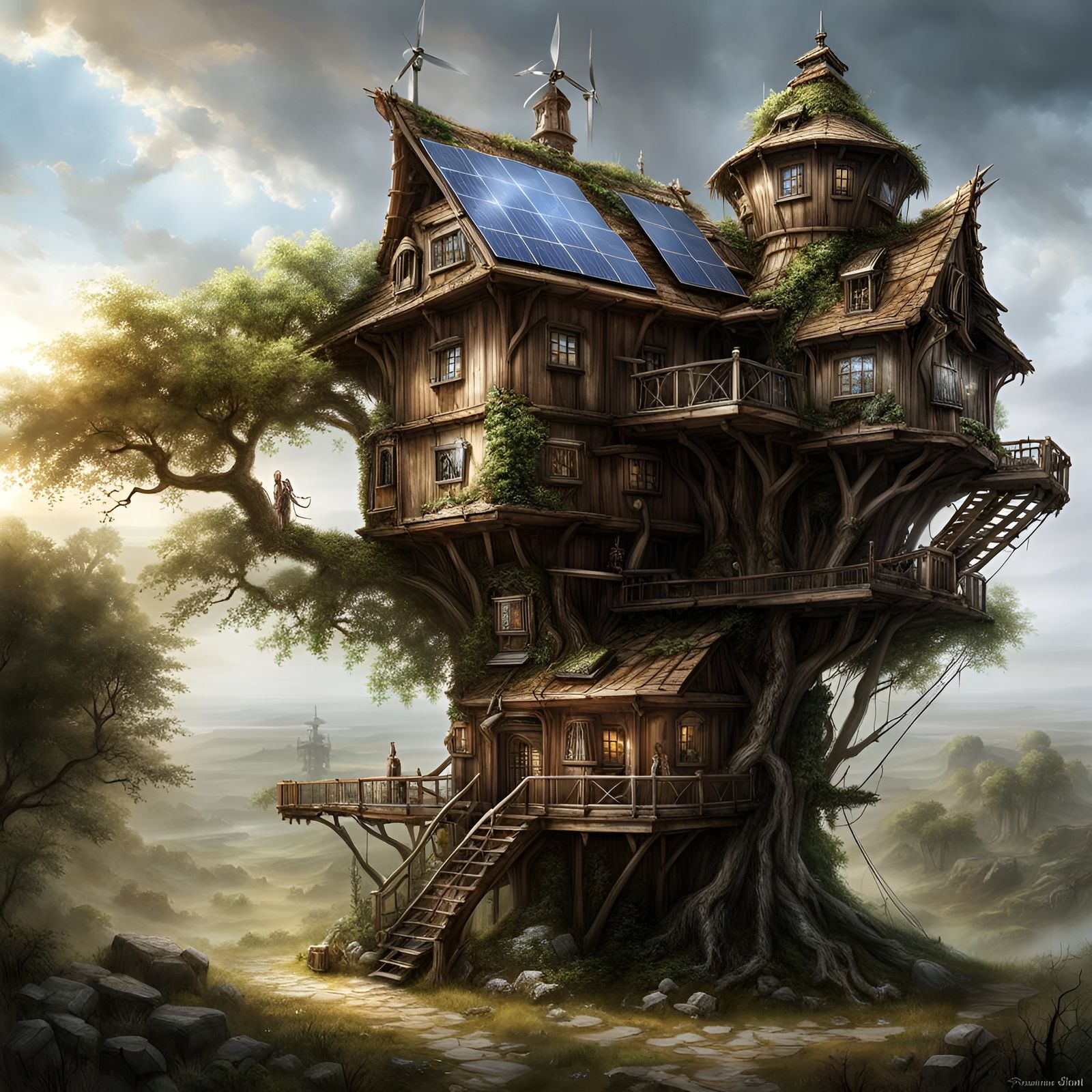 Treehouse Fortress with Sustainable Power
