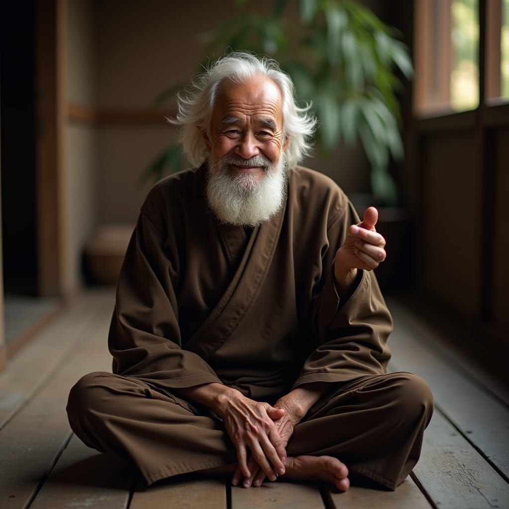 Wisdom-Shared Zen Grandfather in Serene Moment