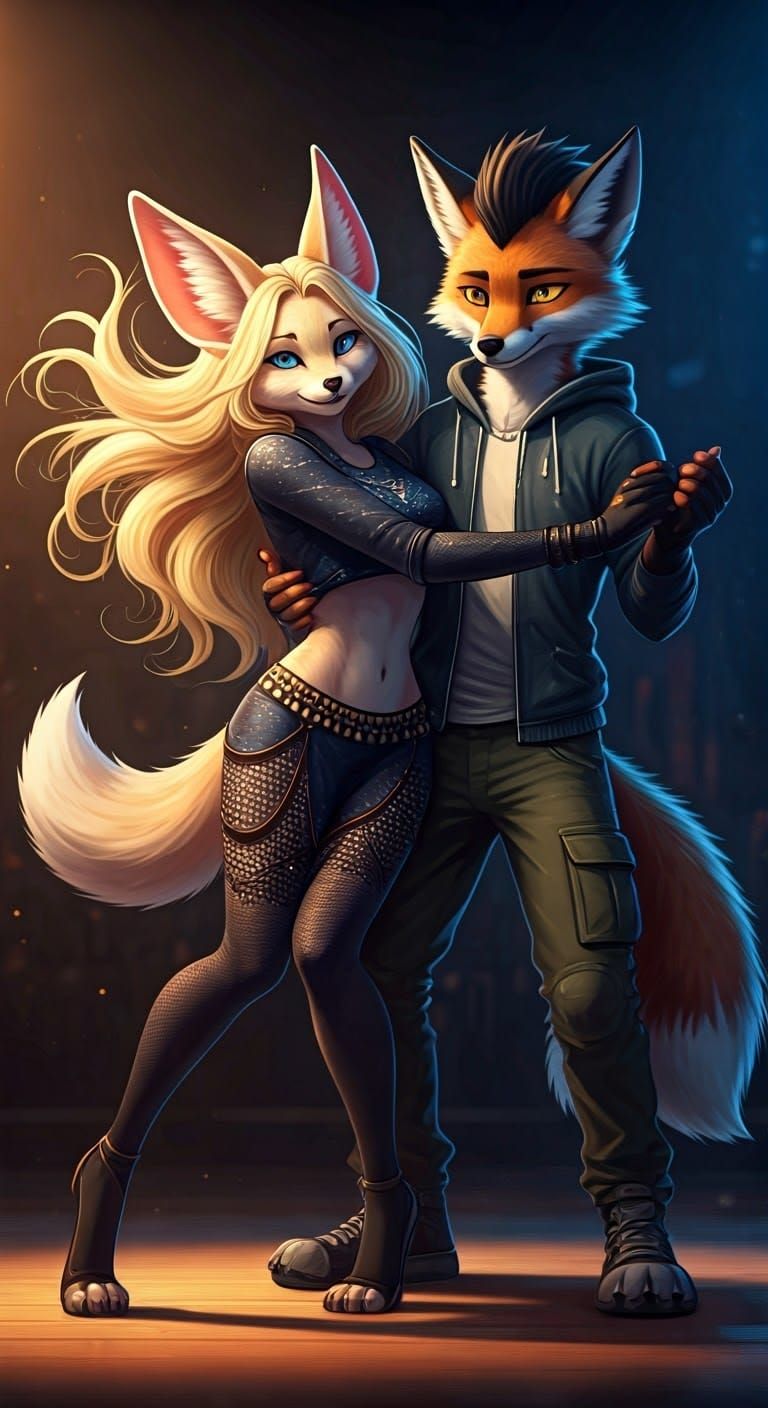 Salsa Dancer Fennec Fox in Cinematic Style