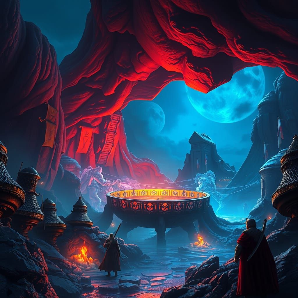 Epic Fantasy Ring of Knights in Vibrant, Detailed Matte Pain...