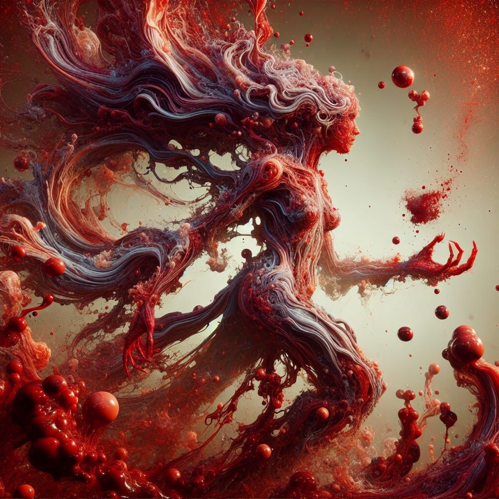 Ethereal Blood Goddess in Vivid Fantasy Art Style