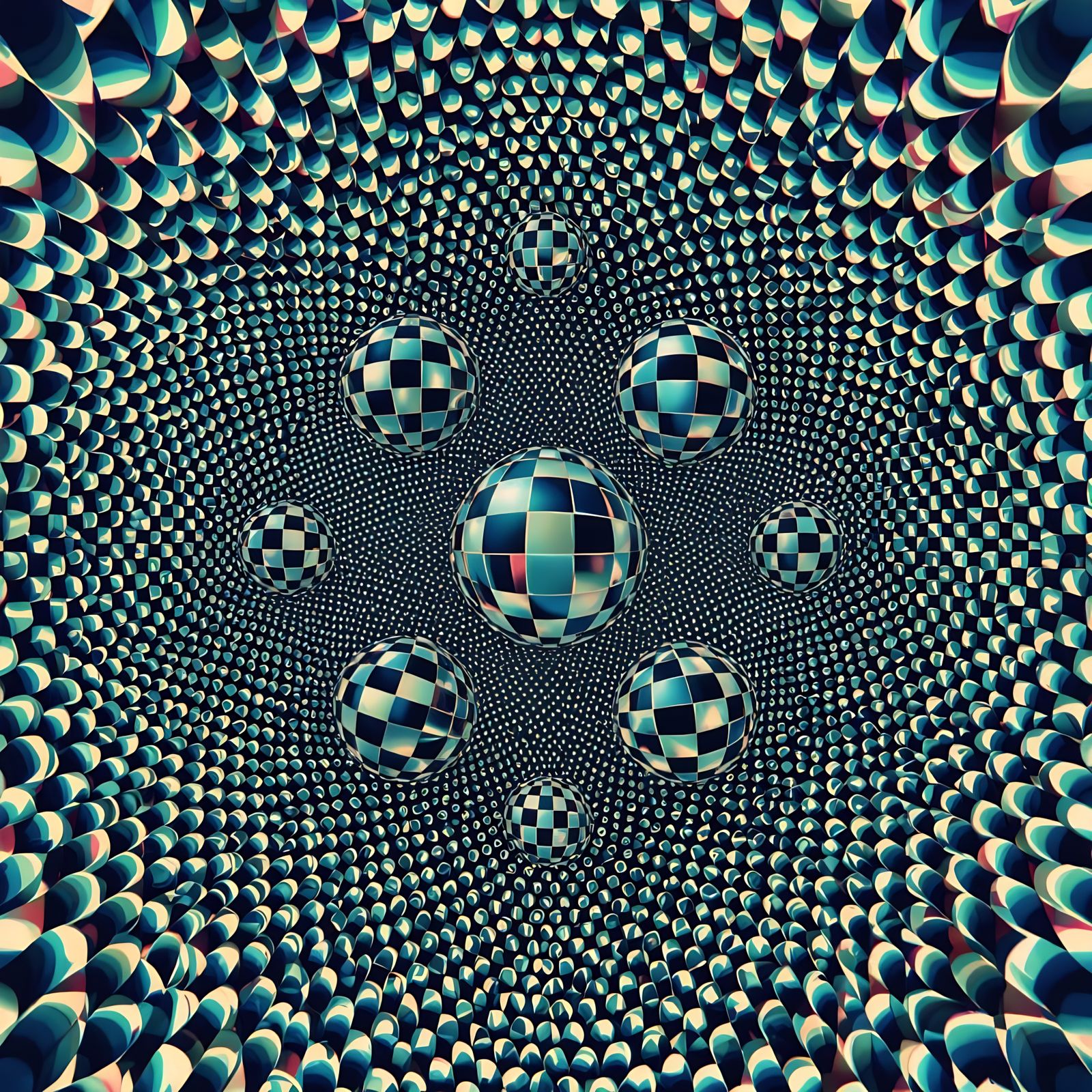 Optical Illusion Spheres Hidden in Pattern