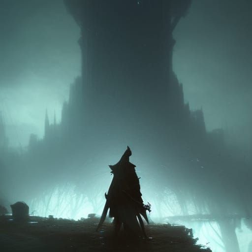 Ethereal Dark Fantasy Masterpiece in Cyberpunk Style
