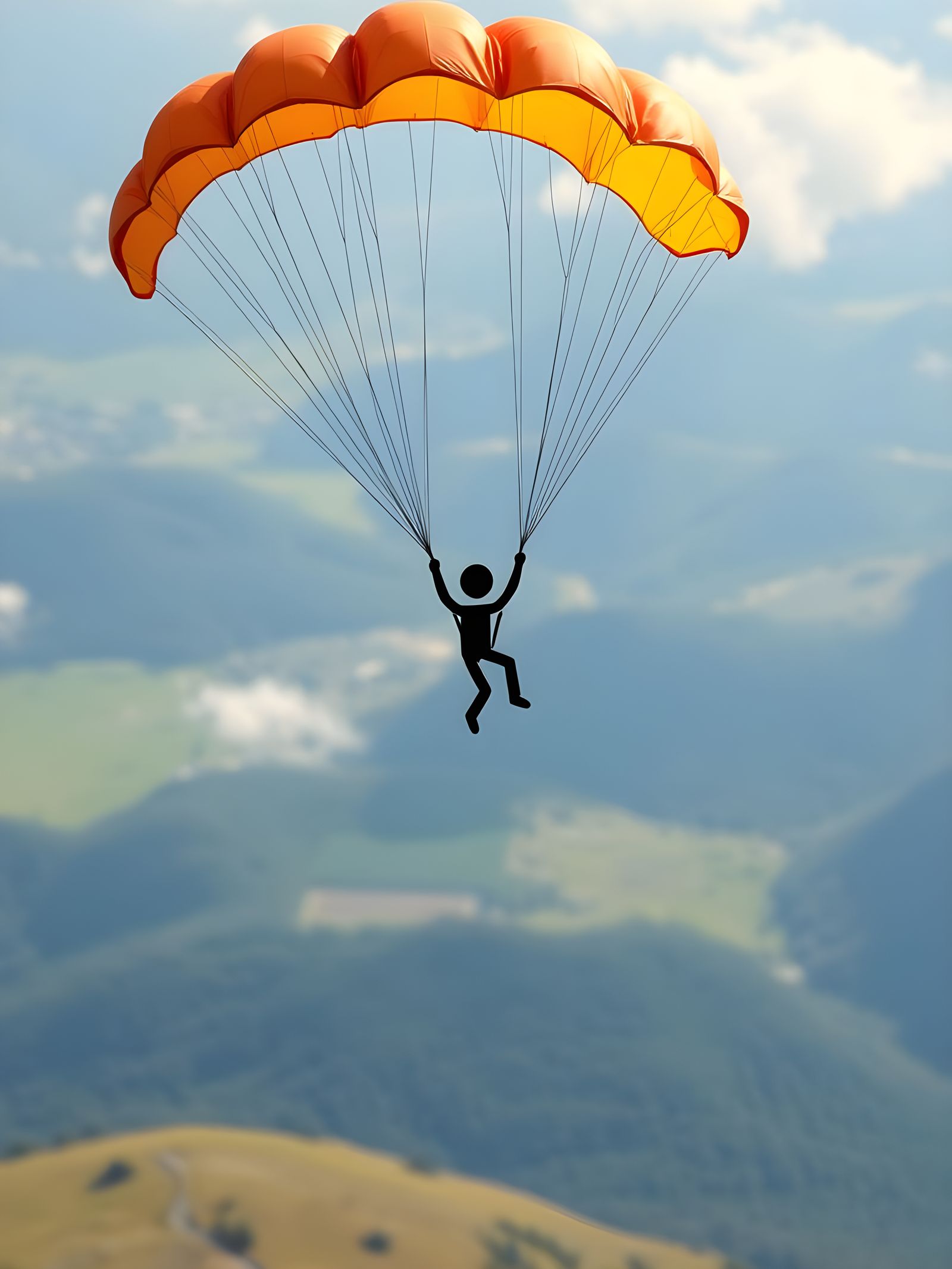 Stick Figure Parachutes Down in Style