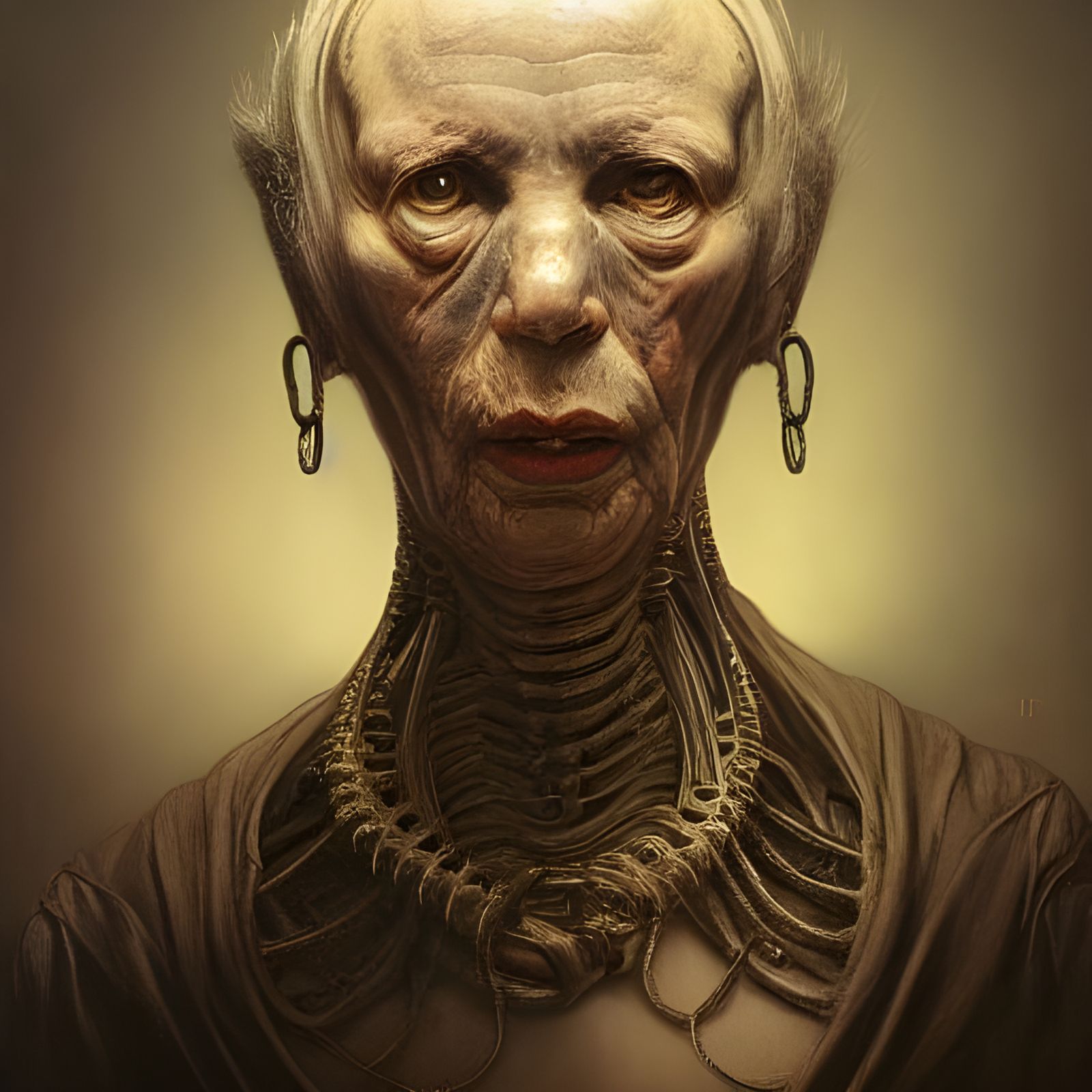 Old Woman with Butterfly Brains in the Style of Rembrandt