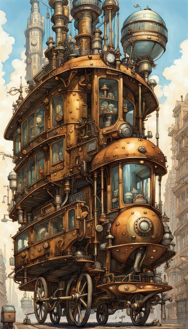 Steampunk Cityscape Unveiled from Below