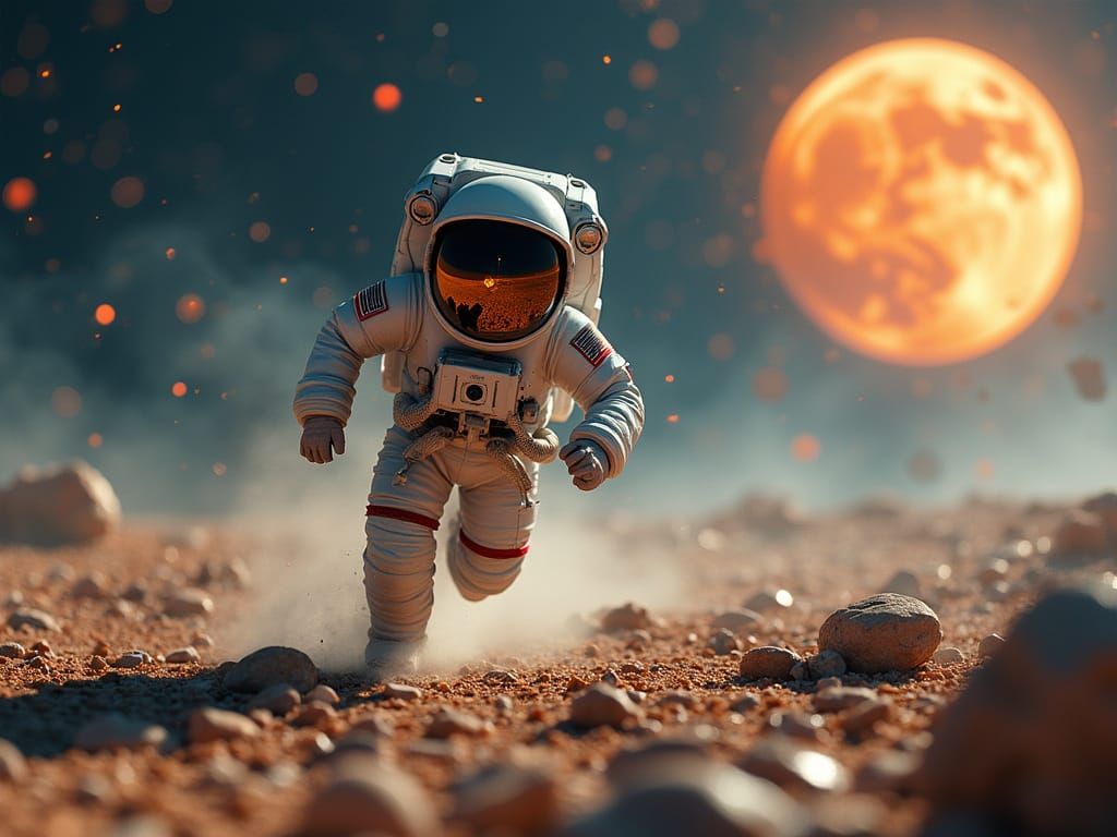 Holographic Astronaut in Hallucination Field - Cinematic Fil...