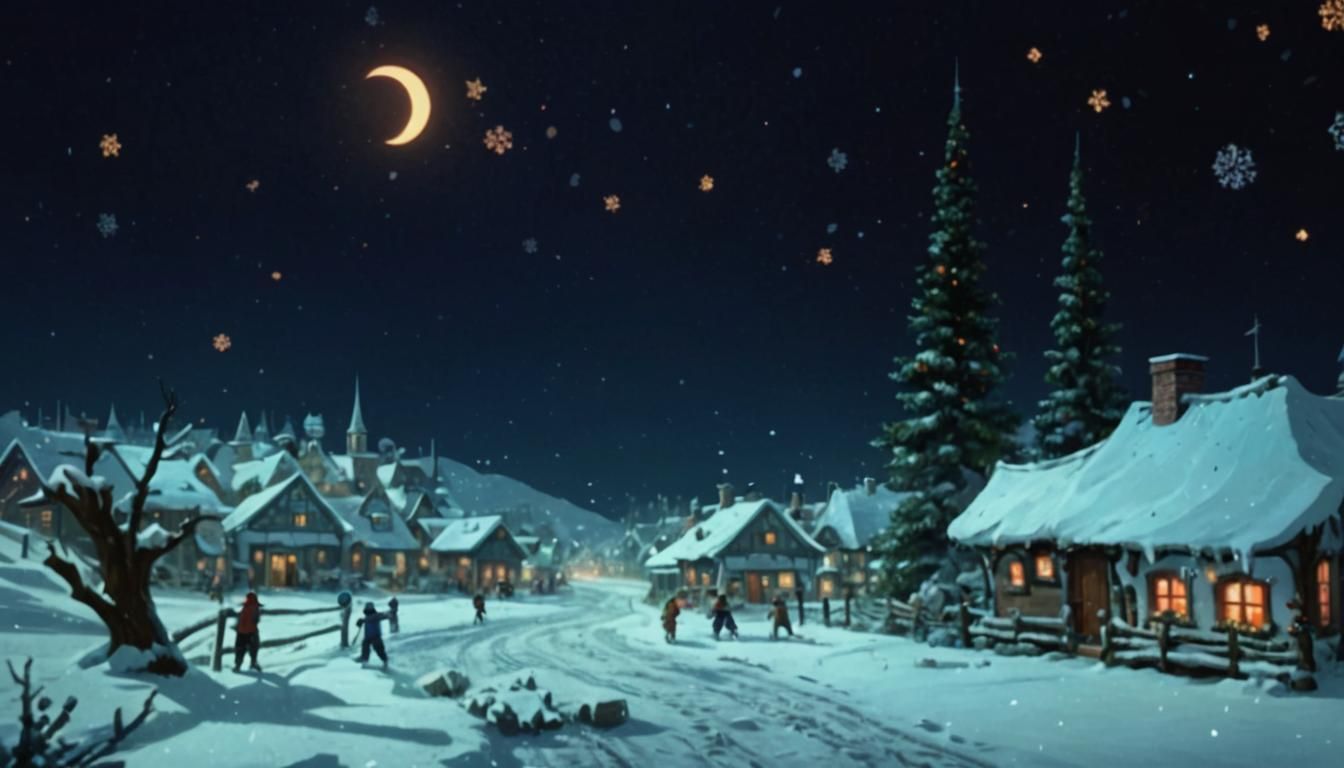 Christmas Village in Vibrant Oil Painting Style