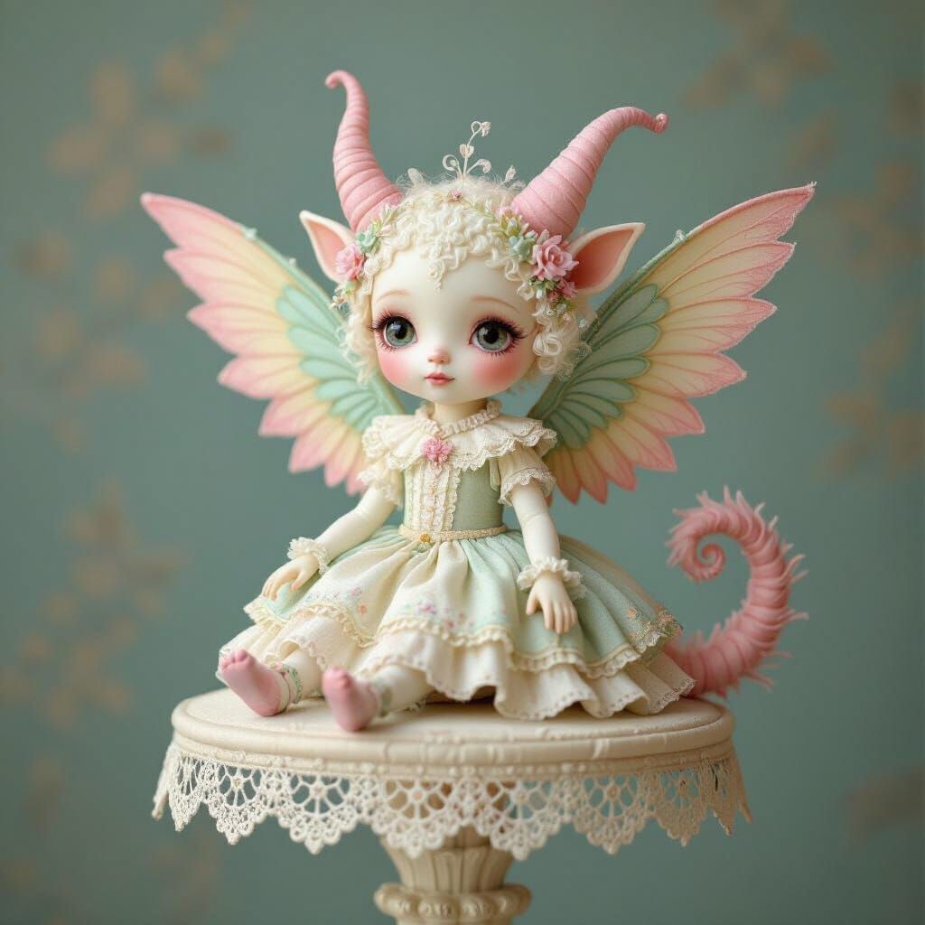 Pastel Chimera Doll on Lace Pedestal