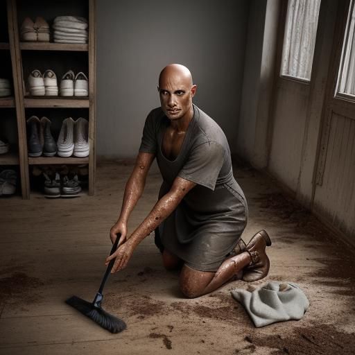 Servant Kara in Intimate Moment of Cleaning