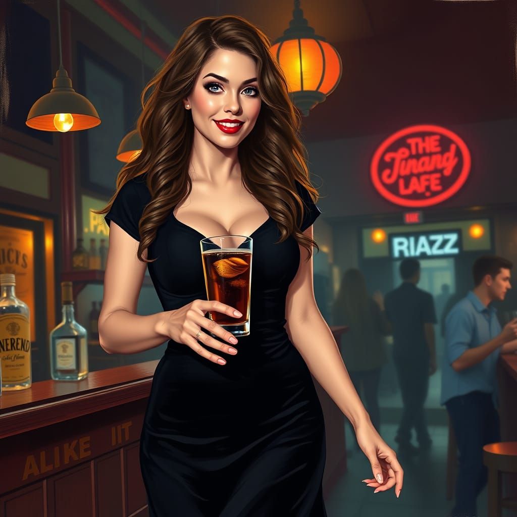 Sultry Drunk Woman with 38 32 42 Curves in a Seductive Momen...