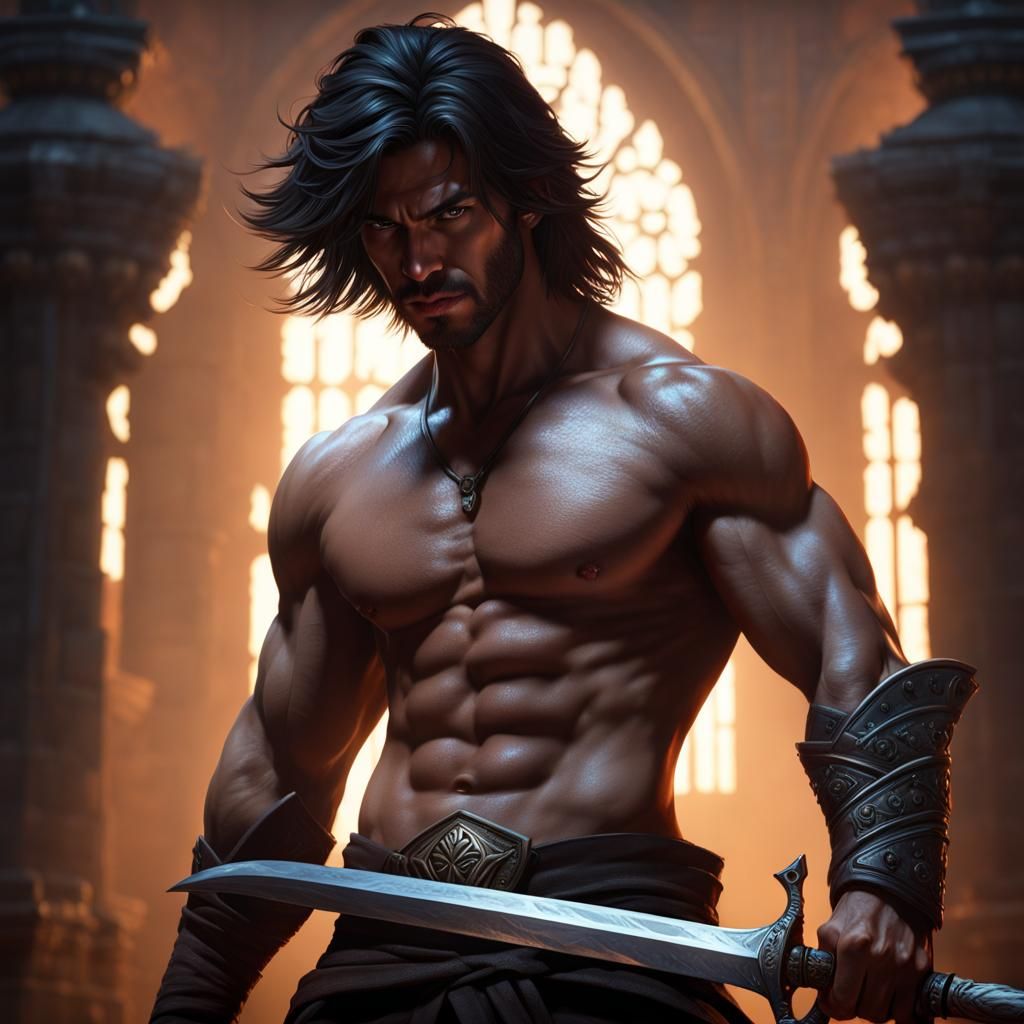 Dark Fantasy Warrior in Masterpiece Art Style