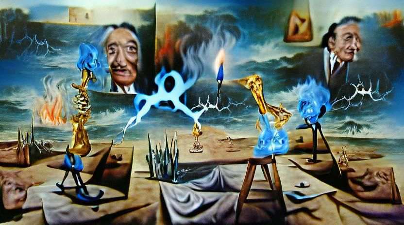 Ethereal Surrealism in Blue Lightning