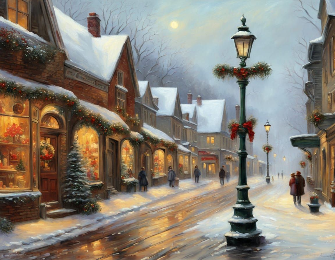 Winter Wonderland in Vintage Oil Painting Style