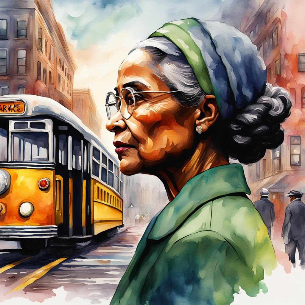 Watercolor profile Rosa Parks