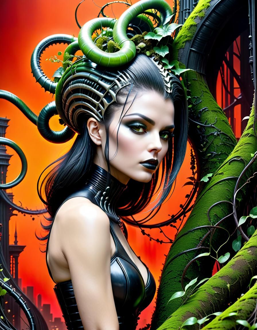 Mysterious Dark Fantasy Pinup in Vibrant Colors