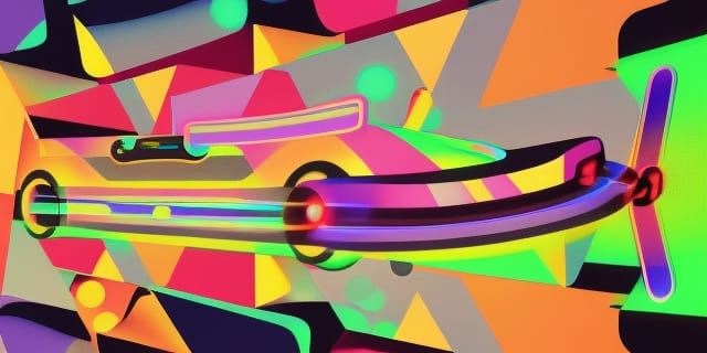 Retrofuturistic Geometric Splash Art of Mario Kart