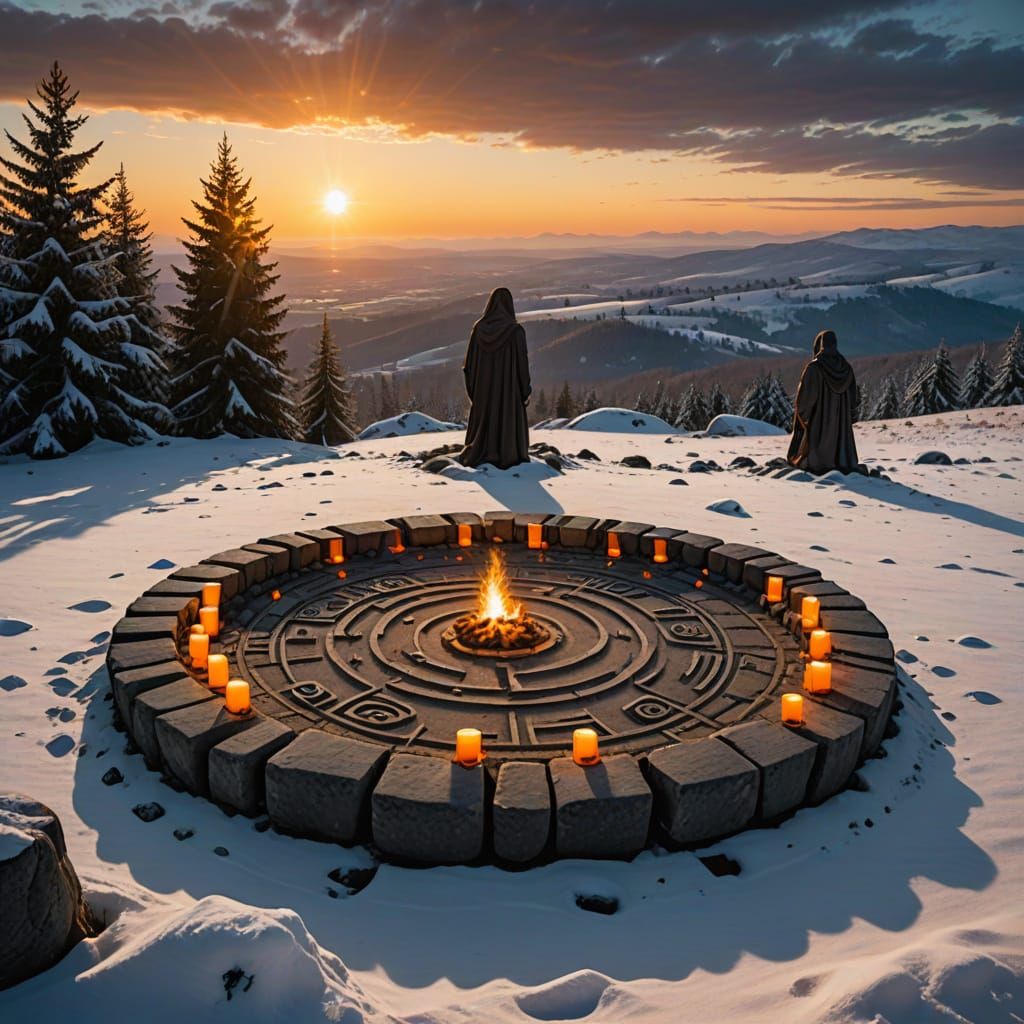 Winter Solstice Sunrise Over Ancient Stone Circle