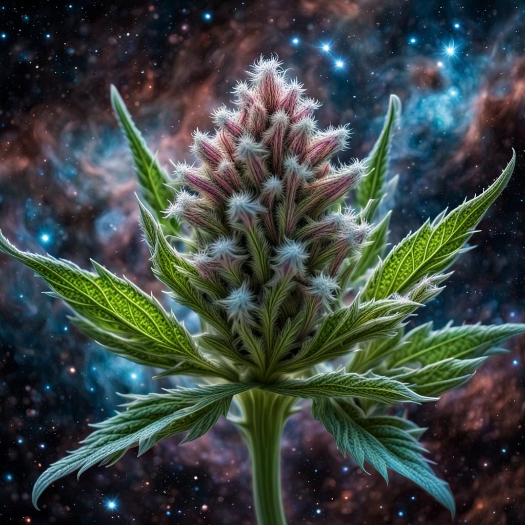 Surreal Cosmic Plant Blooms in Nebula Cosmos