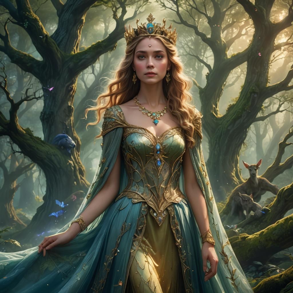 Ethereal Princess in Enchanted Forest Glory