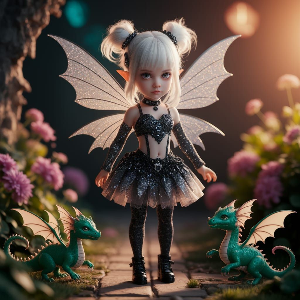 Dystopian Punkgoth Fairy in Mystical World