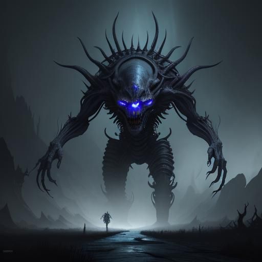 Grotesque Nightmare Creature Emerges from Darkness