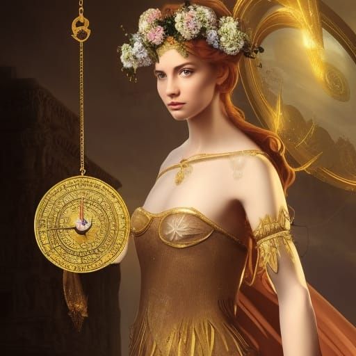 Elegant Woman with Astrolabe: Digital Matte Painting