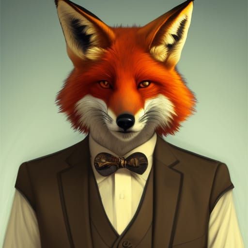 Anthro Fox Character Concept Art in Detailed Painting