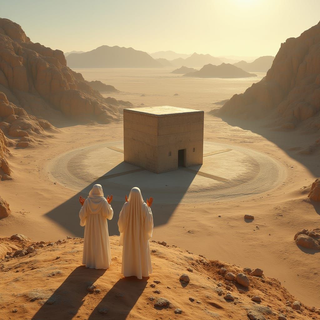 Ancient Kaaba Majestically Standing in Desert Valley