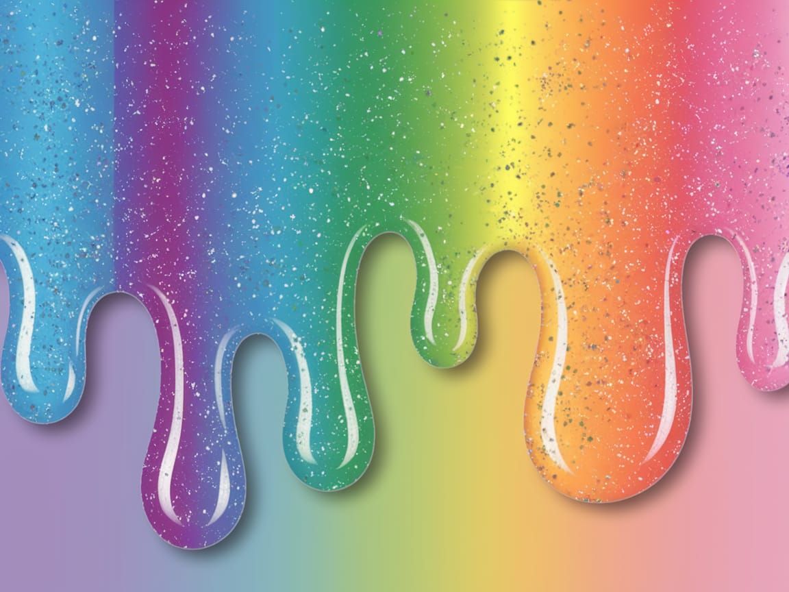 Vibrant Rainbow Slime Drips on Pastel Background