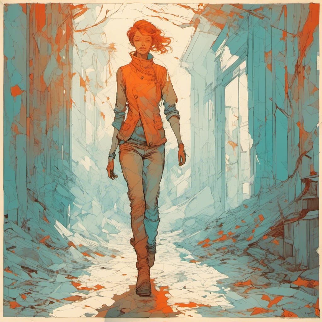 Ethereal Woman Lost in Double Exposure Shadows