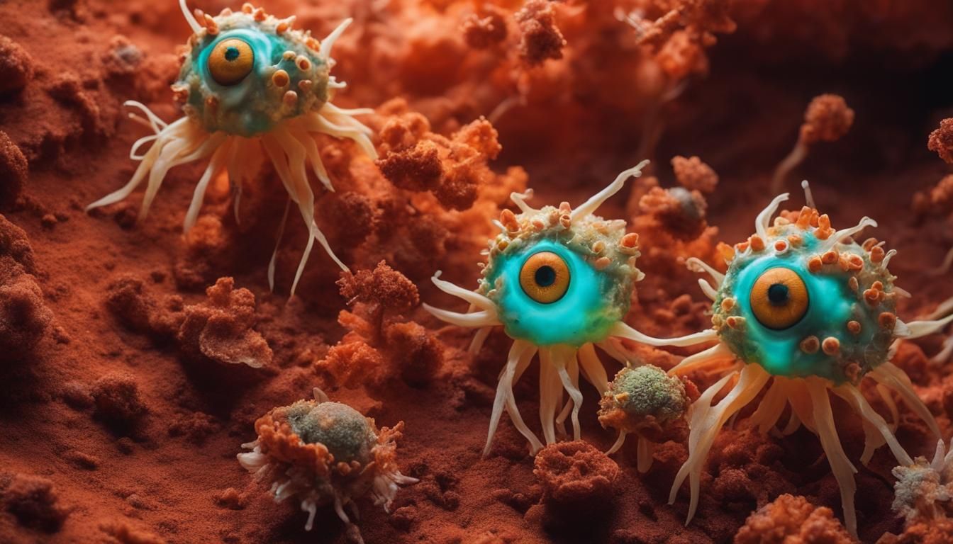 Macrophage on Martian Soil in Plasticine Style