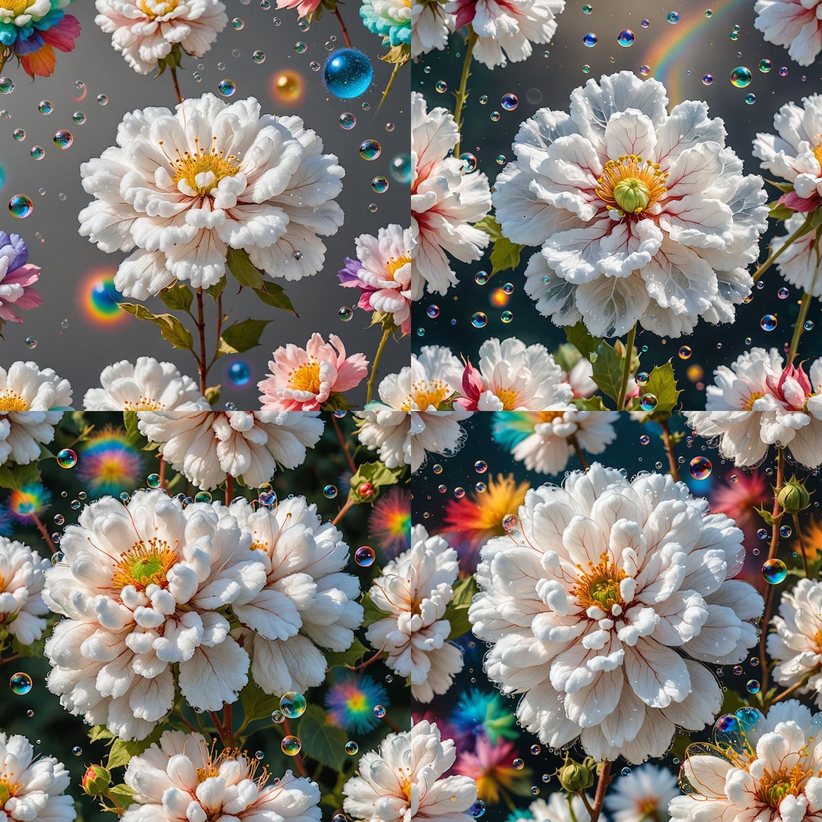 Rainbow Cotton Flower with Bubbles