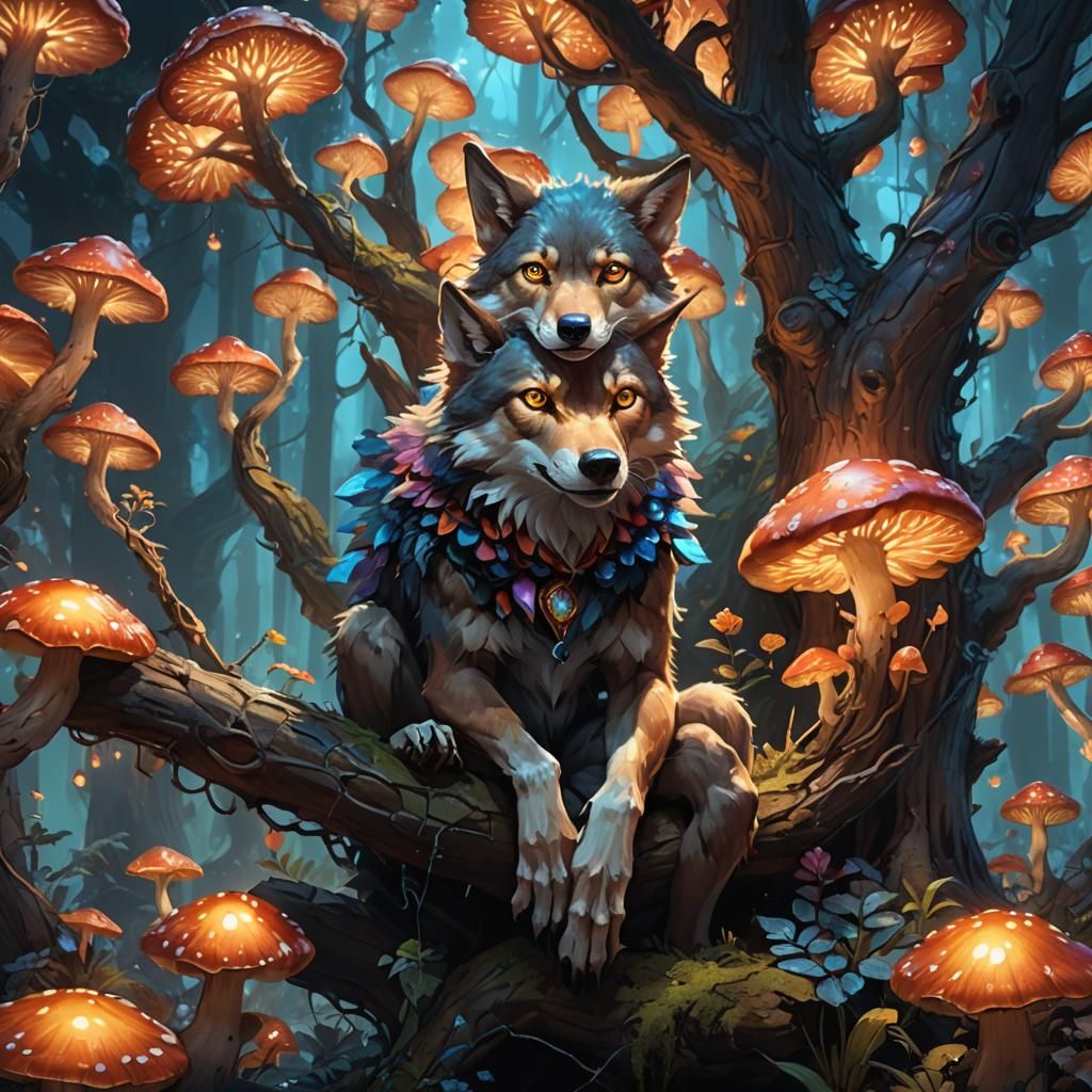 Ethereal Wolf Boy in Fantasy Realm