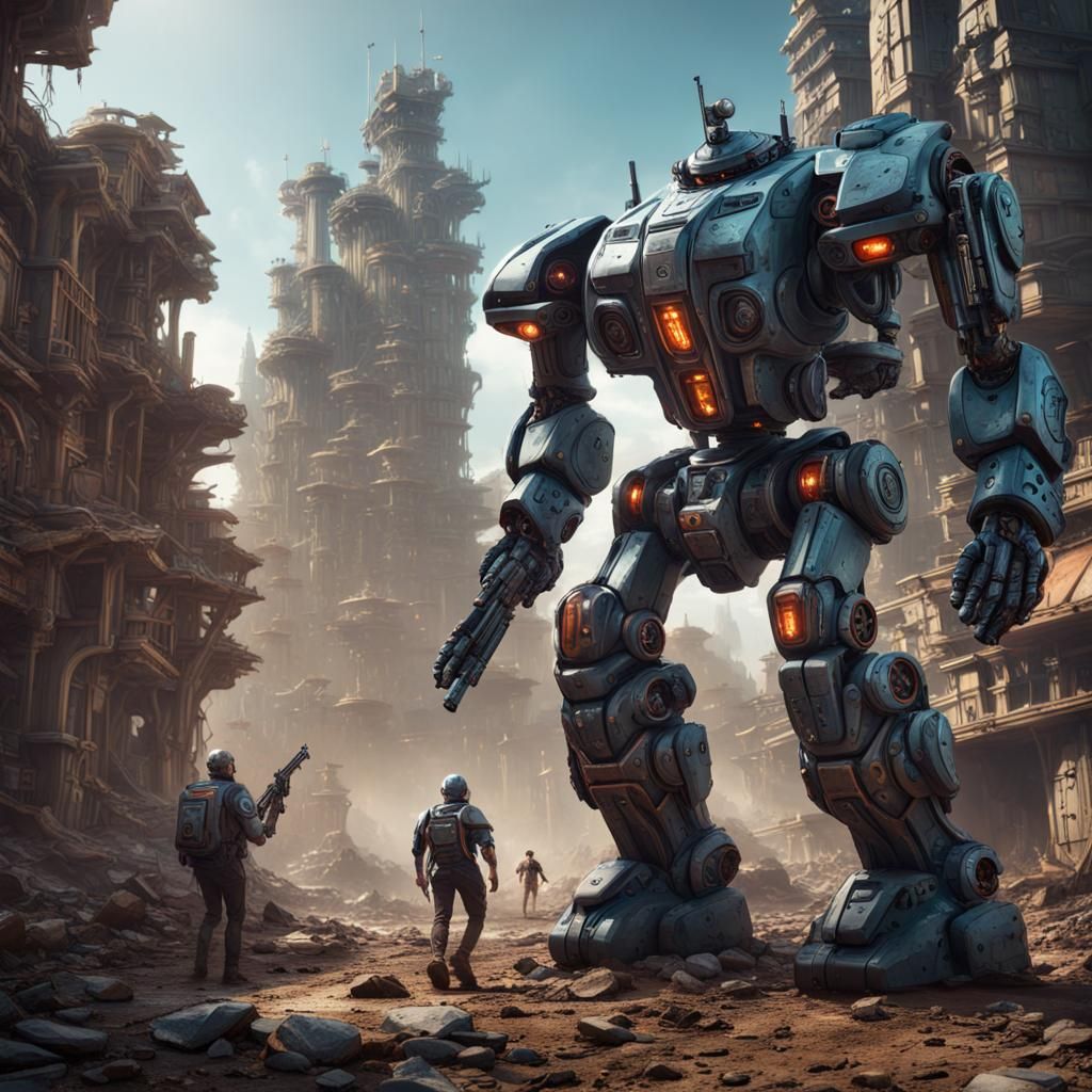 Mechanical Guardian in Splendid Fantasy Realm