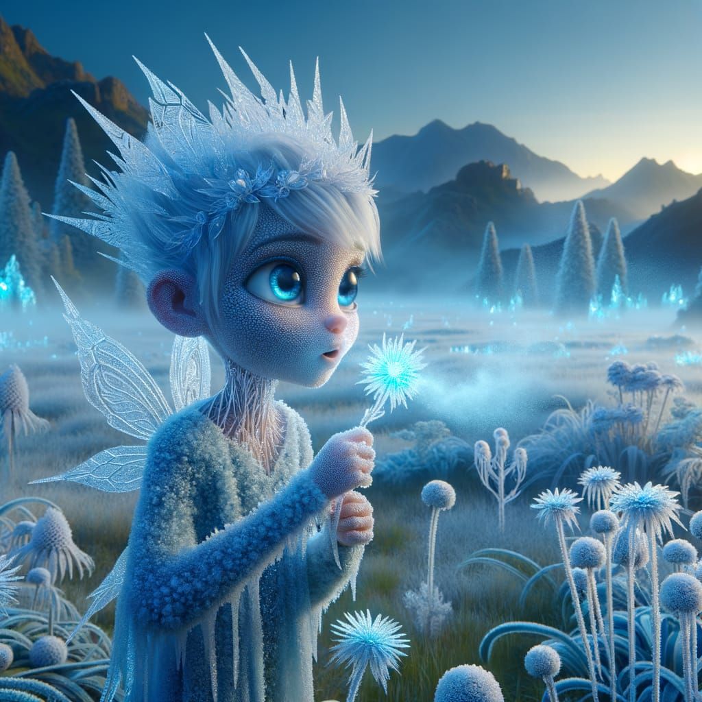 The frost fairy uses her breath to set the winter