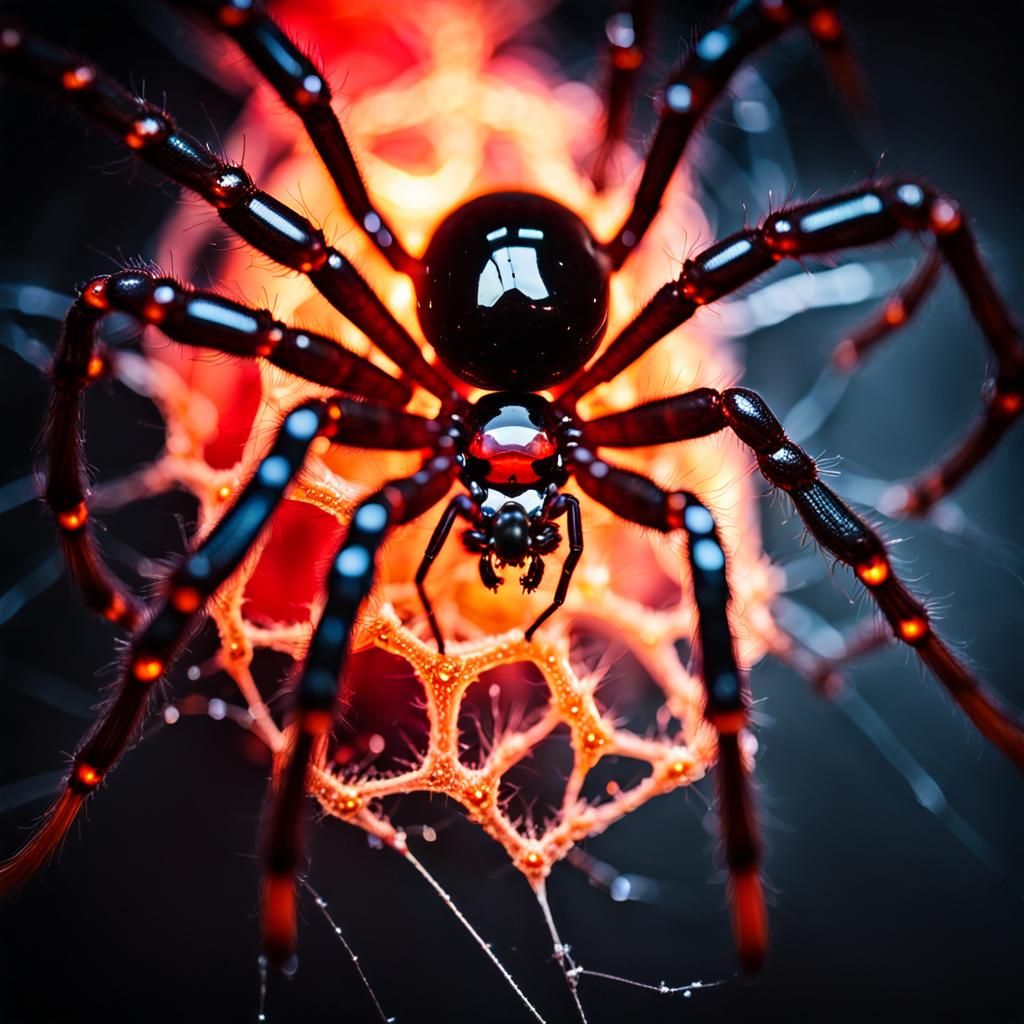 Ethereal Hourglass Shaped Parasites on a Black Widow Spider