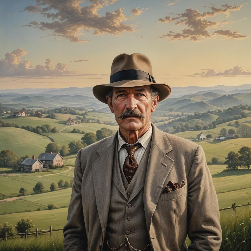 Vintage Gentleman in Rural Pennsylvania Landscape
