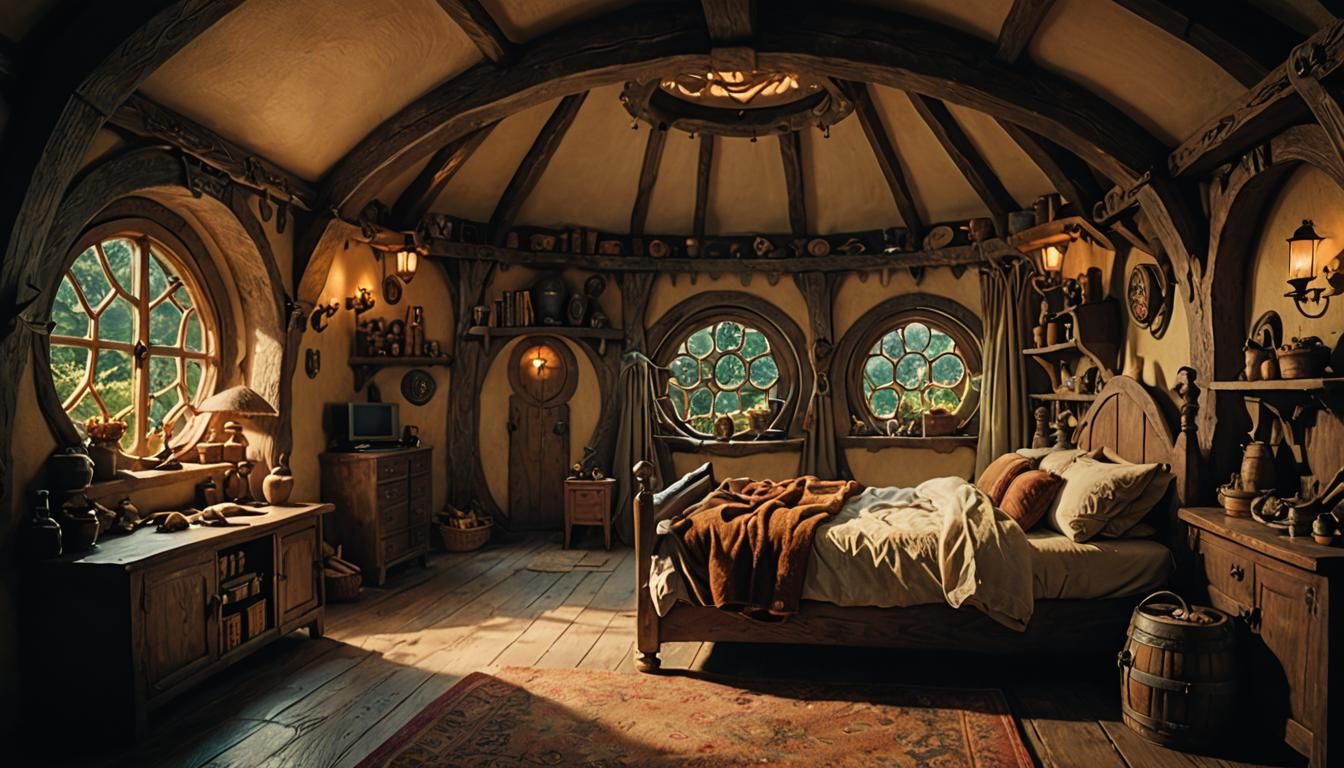 Whimsical Hobbit Bedroom Scene