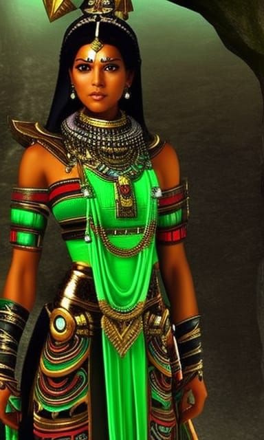 Ancient Aztec High Priestess in Golden Ratio Composition