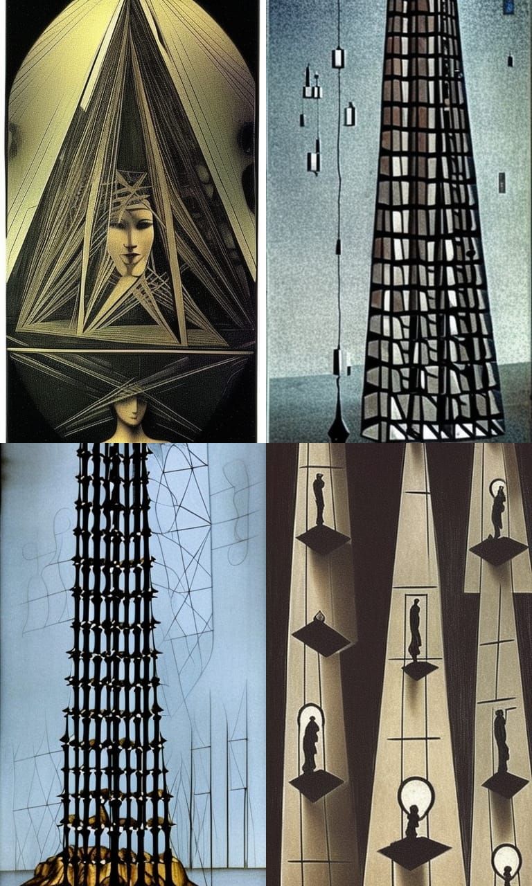 Ethereal Black Mirror Tower in Perfect Symmetry